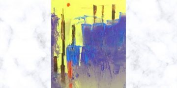 Painting Tutorial | Blue Yellow Deep Abstract Art Palette Knife | Acrylics on Canvas | For Beginners