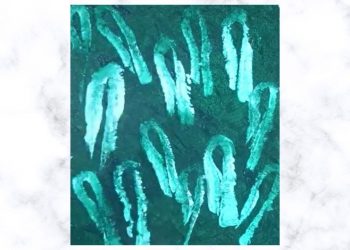 Daily Challenge | Easy Art | Canvas Painting |  Black Background White impressions with sponge