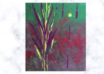 Painting Tutorial | Brown Green Background Abstract Plant Art | Acrylics on Canvas | Visual Art