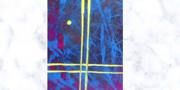 Painting Tutorial | Dark Abstract Art Sponge Art with Blue and Yellow | Acrylics on Canvas | Artwork