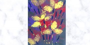 Painting Tutorial | Dark Background Tree Flower Art with Sponge | Acrylics on Canvas | For Beginners