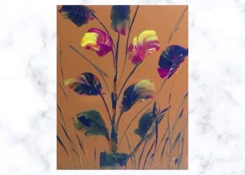 Painting Tutorial | Sponge Palette Knife Flower Abstract Art | Acrylics on Canvas | Easy Art