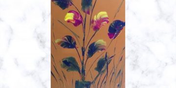 Painting Tutorial | Sponge Palette Knife Flower Abstract Art | Acrylics on Canvas | Easy Art