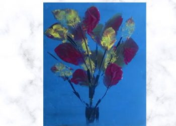 Painting Tutorial | Blue Abstract Art Tree Flowers | Acrylics on Canvas | For Beginners