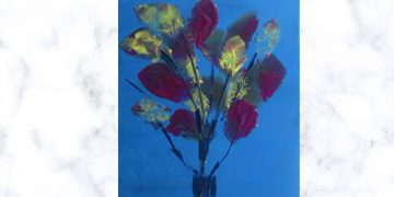 Painting Tutorial | Blue Abstract Art Tree Flowers | Acrylics on Canvas | For Beginners