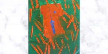 Painting Tutorial | Green Red Background Palette Knife Abstract Art | Acrylics on Canvas | Easy Art