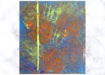 Abstract Art Using Sponge Blue Red Yellow