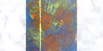 Abstract Art Using Sponge Blue Red Yellow