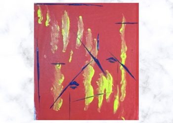 Abstract Art on Canvas | Daily Challenge | Easy Art | Abstract Art Orange Background Yellow Dash