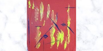 Abstract Art on Canvas | Daily Challenge | Easy Art | Abstract Art Orange Background Yellow Dash