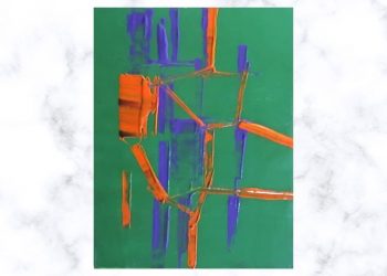 Painting Tutorial | Green Background Red Blue Combination Abstract Art | Acrylics on Canvas | Art