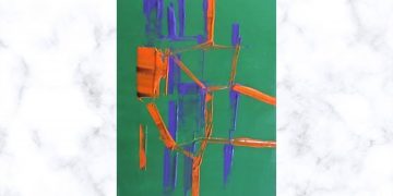Painting Tutorial | Green Background Red Blue Combination Abstract Art | Acrylics on Canvas | Art