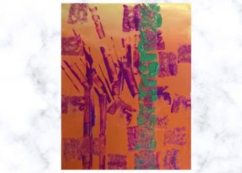 Painting Tutorial | Red Background Palette Knife Abstract Art with Sponge | Acrylics on Canvas | Art