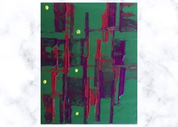 Painting Tutorial Abstract Box Art Green Background Yellow Touch | Acrylics on Canvas | Artwork