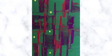 Painting Tutorial Abstract Box Art Green Background Yellow Touch | Acrylics on Canvas | Artwork