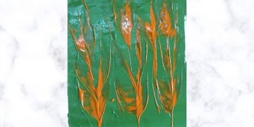 Painting Tutorial | Green Background Red Pallete Knife Abstract Art | Acrylics on Canvas | Artwork