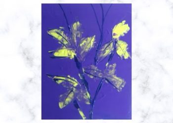 Painting Tutorial | Blue Background Sponge Flower Art Abstract Art | Acrylics on Canvas |  Artwork