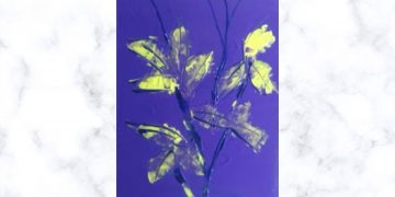 Painting Tutorial | Blue Background Sponge Flower Art Abstract Art | Acrylics on Canvas |  Artwork