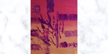 Painting Tutorial | Red Background Abstract Art Sponge Art | Acrylics on Canvas | Visual Art