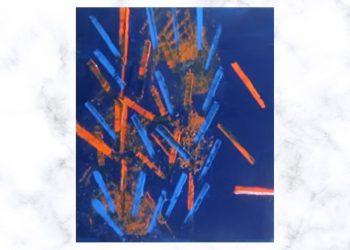 Painting Tutorial | Blue Painting With Red Palette Knife Abstract Art | Acrylics on Canvas | Artwork