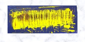 Painting Tutorial | Blue Background Yellow Brown Abstract Art | Acrylics on Canvas | Artwork