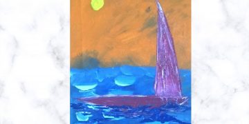 Boat Abstract Art on Canvas with Acrylics Colors | Daily Challenge | Easy Art