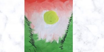 Abstract Canvas Art with Acrylics Colors | Daily Challenge | Easy Art | Sun and Valley Abstract Art