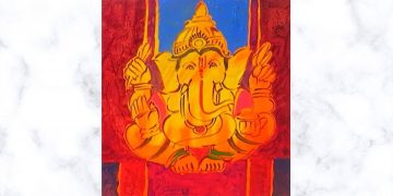 Ganesha Vignhartha Canvas Painting with Acrylics Colors | Daily Challenge | Ganesh Painting