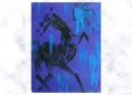 Painting Tutorial | Blue Purple Background Black Abstract Horse Art | Acrylics on Canvas | Abstract